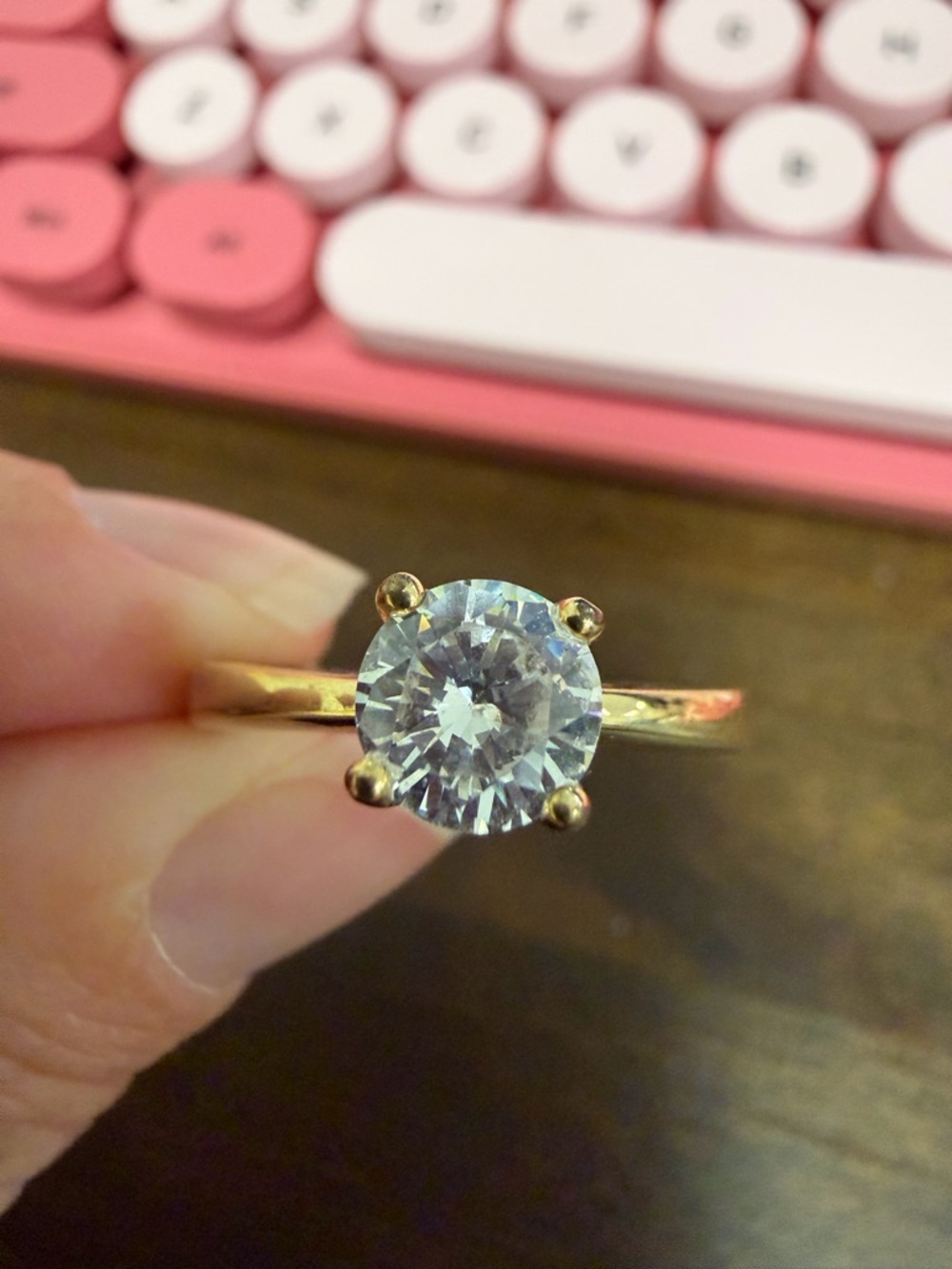 Gold Solitaire Round-Cut CZ Ring - Classic Women’s Jewelry